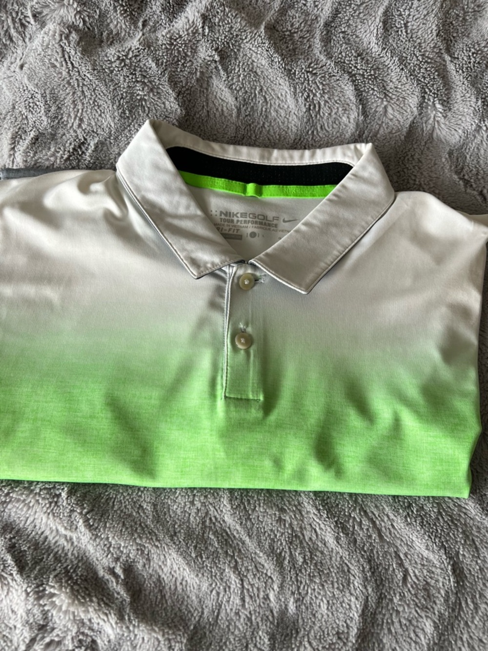 Nike Golf tour performance ⛳️ Men's White and Bright Green Gradient Polo